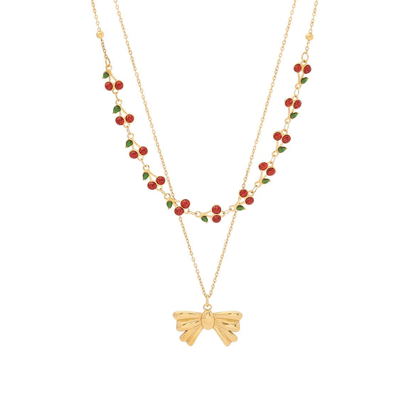 Wholesale Fashion Fruit Shaped Stainless Steel Pendant Necklace With O Chain And Electroplating Treatment For Women