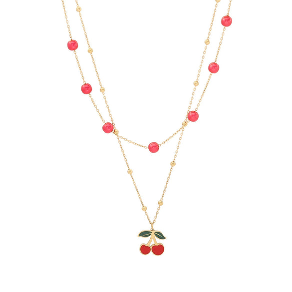 Wholesale Fashion Fruit Shaped Stainless Steel Pendant Necklace With O Chain And Electroplating Treatment For Women