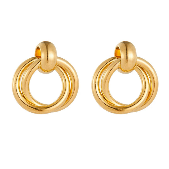Wholesale Fashion Geometric Circle Goldplated Stainless Steel Women's Earrings