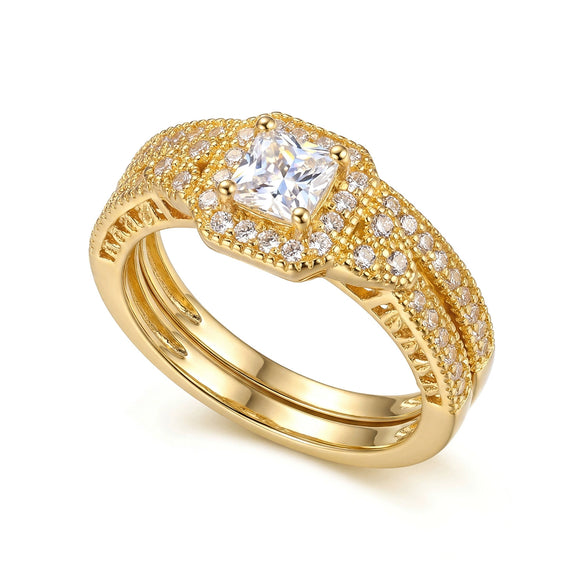 Wholesale Fashion Geometric Copper Electroplated Couple Rings For Women
