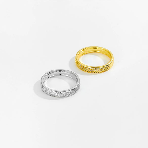Wholesale Fashion Geometric Copper Ring With Platinum And 18K Gold Electroplating