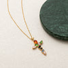 Wholesale Fashion Geometric Cross Necklace And Flower Bracelet Copper Electroplated Inlaid Zircon