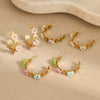 Wholesale Fashion Geometric Daisy Flower Stainless Steel Earrings With 18K Electroplating For Women