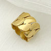 Wholesale Fashion Geometric Design Wide Face Ring Titanium Steel 18K Gold Electroplated Jewelry