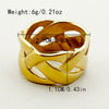 Wholesale Fashion Geometric Design Wide Face Ring Titanium Steel 18K Gold Electroplated Jewelry