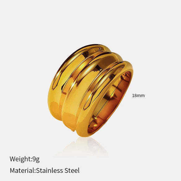 Wholesale Fashion Geometric Embossed Electroplated Titanium Steel Women's Ring