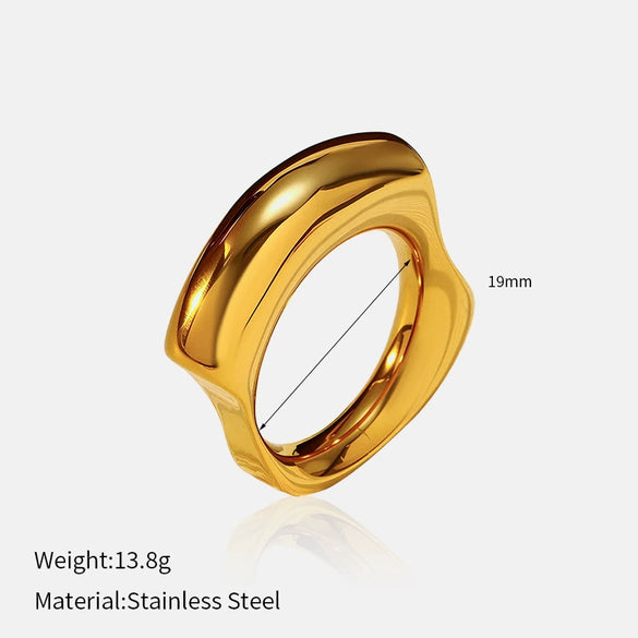Wholesale Fashion Geometric Embossed Electroplated Titanium Steel Women's Ring