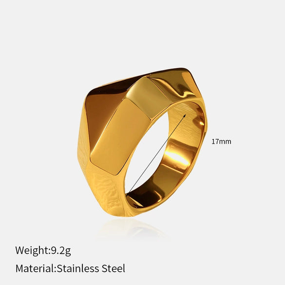 Wholesale Fashion Geometric Embossed Electroplated Titanium Steel Women's Ring