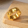 Wholesale Fashion Geometric Embossed Electroplated Titanium Steel Women's Ring