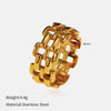 Wholesale Fashion Geometric Embossed Electroplated Titanium Steel Women's Ring