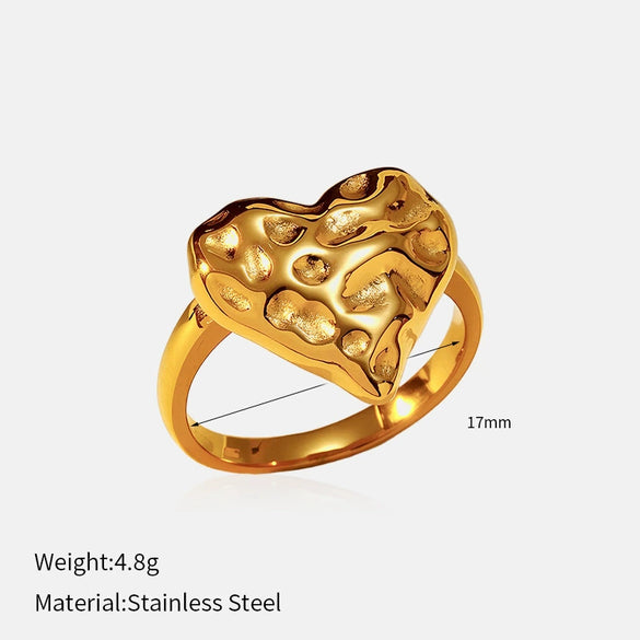 Wholesale Fashion Geometric Embossed Electroplated Titanium Steel Women's Ring