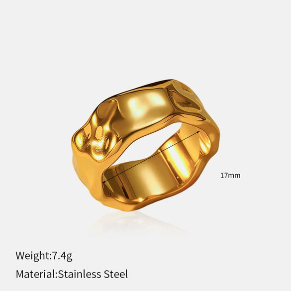 Wholesale Fashion Geometric Embossed Electroplated Titanium Steel Women's Ring