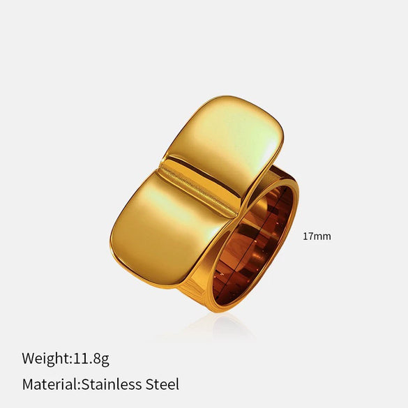 Wholesale Fashion Geometric Embossed Electroplated Titanium Steel Women's Ring