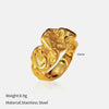Wholesale Fashion Geometric Embossed Electroplated Titanium Steel Women's Ring