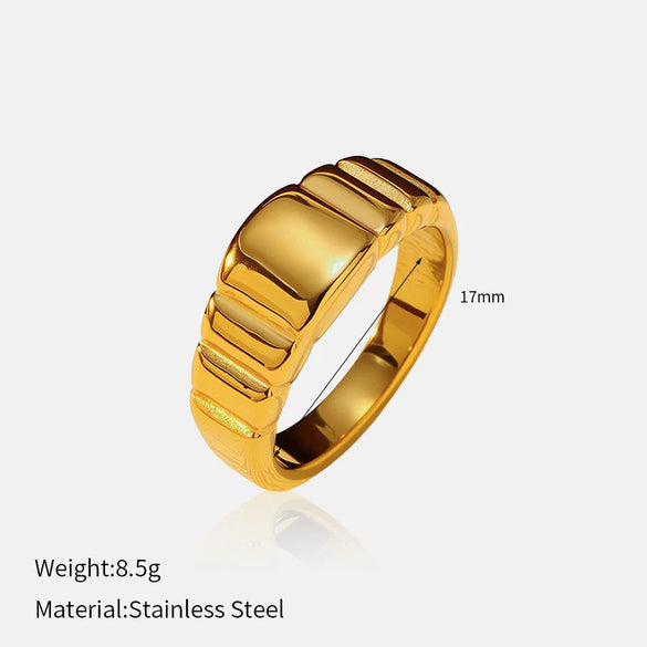 Wholesale Fashion Geometric Embossed Electroplated Titanium Steel Women's Ring