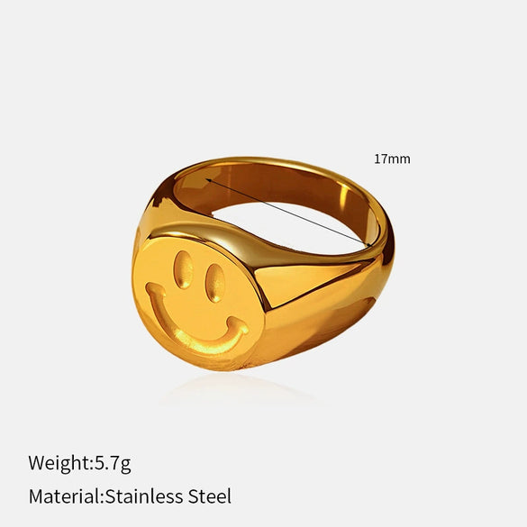 Wholesale Fashion Geometric Embossed Electroplated Titanium Steel Women's Ring