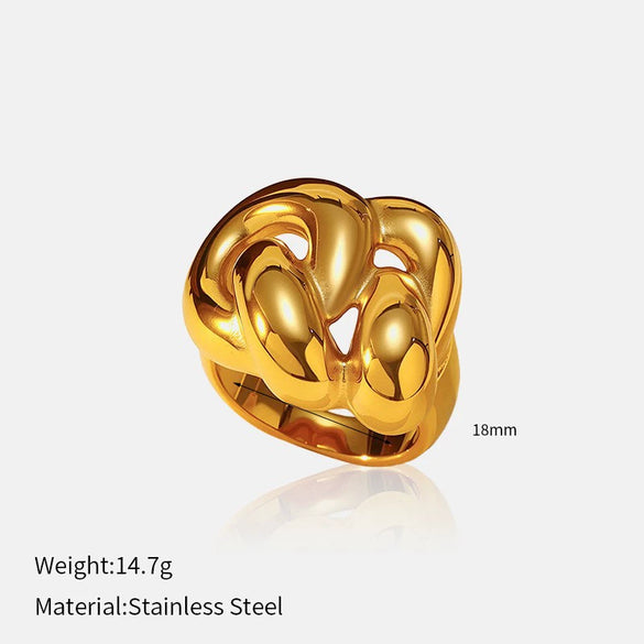Wholesale Fashion Geometric Embossed Electroplated Titanium Steel Women's Ring