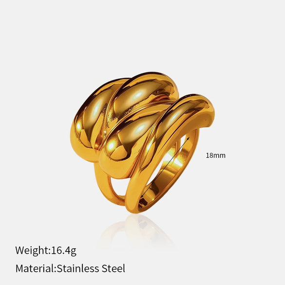 Wholesale Fashion Geometric Embossed Electroplated Titanium Steel Women's Ring