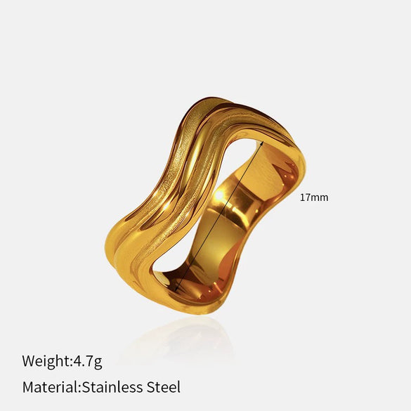 Wholesale Fashion Geometric Embossed Electroplated Titanium Steel Women's Ring