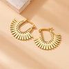 Wholesale Fashion Geometric Fanshaped Stainless Steel Goldplated Women's Earrings