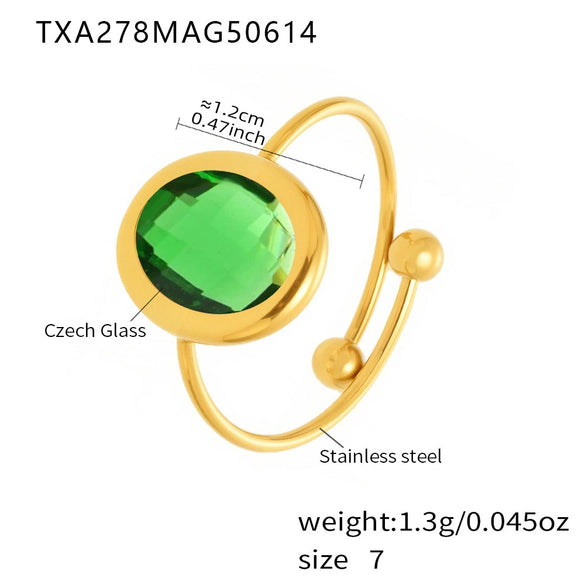 Wholesale Fashion Geometric Fiberglass And 316L Stainless Steel Bead Ring With Electroplating Luxury Jewelry For Women