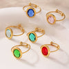Wholesale Fashion Geometric Fiberglass And 316L Stainless Steel Bead Ring With Electroplating Luxury Jewelry For Women