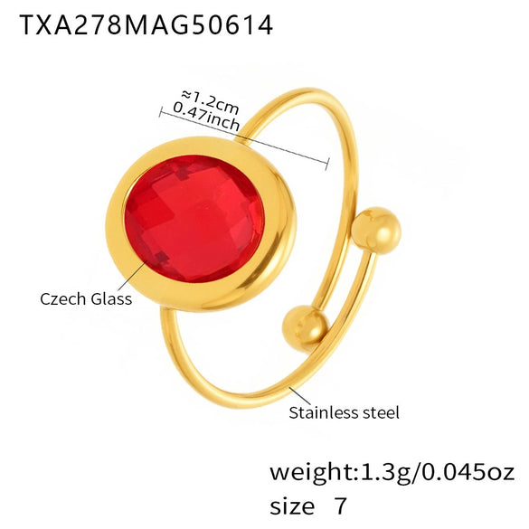 Wholesale Fashion Geometric Fiberglass And 316L Stainless Steel Bead Ring With Electroplating Luxury Jewelry For Women