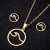 Wholesale Fashion Geometric Flying Deer Snowflake Feather Hollow Skull Stainless Steel Earrings Necklace With Electroplating For Women
