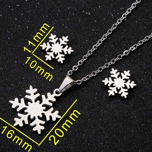 Wholesale Fashion Geometric Flying Deer Snowflake Feather Hollow Skull Stainless Steel Earrings Necklace With Electroplating For Women