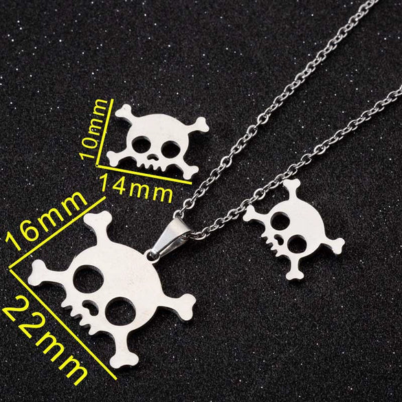 Wholesale Fashion Geometric Flying Deer Snowflake Feather Hollow Skull Stainless Steel Earrings Necklace With Electroplating For Women
