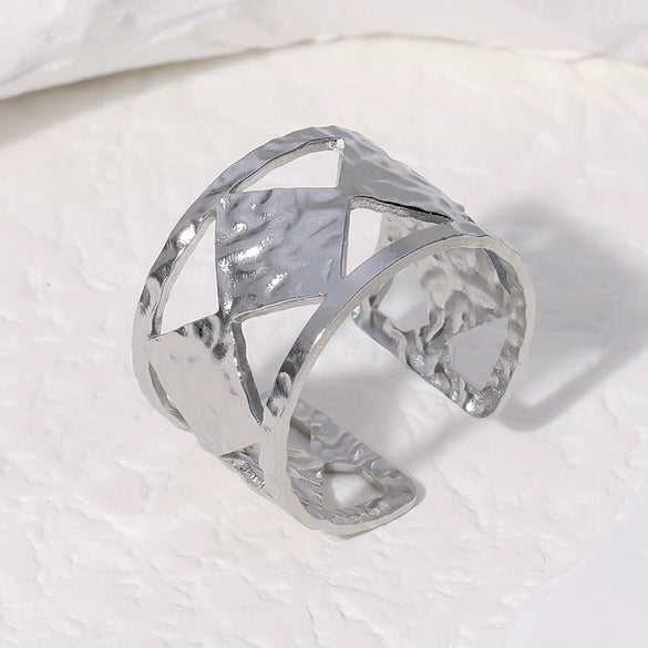 Wholesale Fashion Geometric Goldplated Stainless Steel Wide Ring For Women