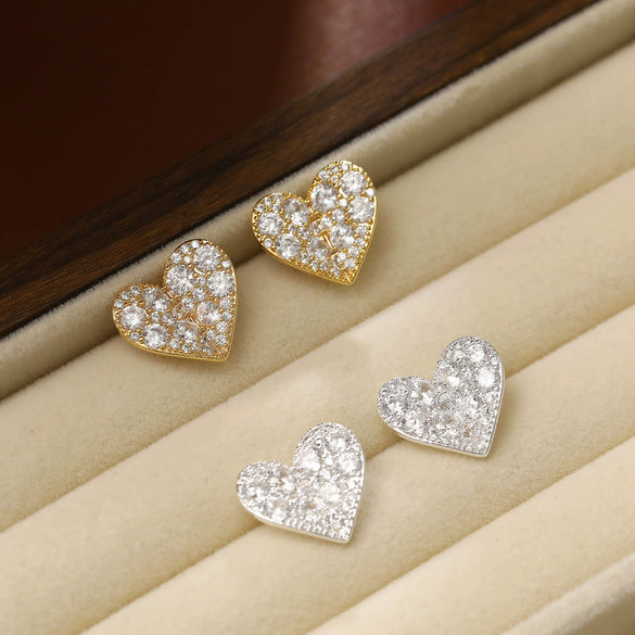 Wholesale Fashion Geometric Heart Shape Copper Electroplated Earrings For Women