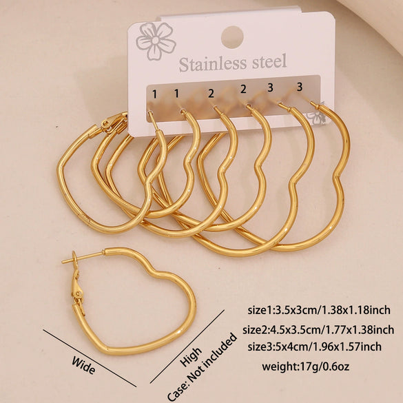 Wholesale Fashion Geometric Hexagonal Stainless Steel Earrings With Electroplating