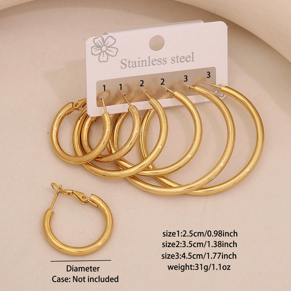Wholesale Fashion Geometric Hexagonal Stainless Steel Earrings With Electroplating