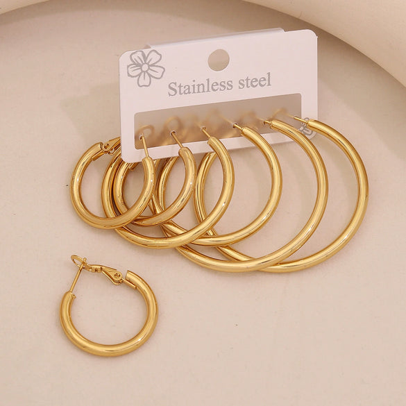 Wholesale Fashion Geometric Hexagonal Stainless Steel Earrings With Electroplating
