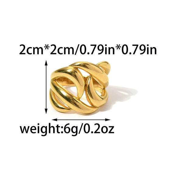 Wholesale Fashion Geometric Irregular Lines Hollow Stainless Steel Goldplated Ring Jewelry