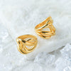 Wholesale Fashion Geometric Irregular Lines Hollow Stainless Steel Goldplated Ring Jewelry