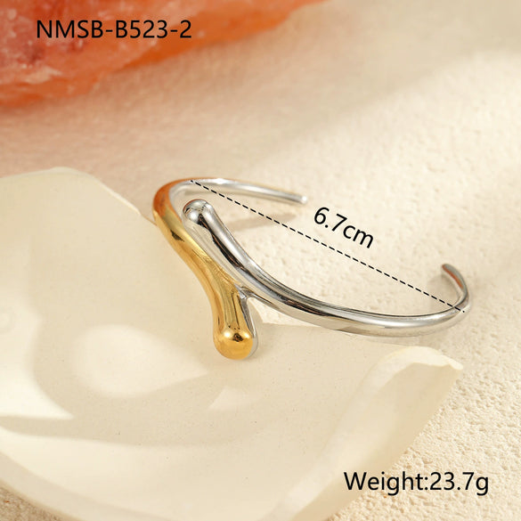 Wholesale Fashion Geometric Lines Color Matching Titanium Steel And Stainless Steel Electroplated Women's Bracelet