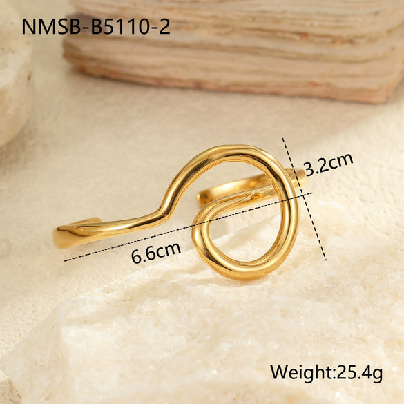 Wholesale Fashion Geometric Lines Color Matching Titanium Steel And Stainless Steel Electroplated Women's Bracelet