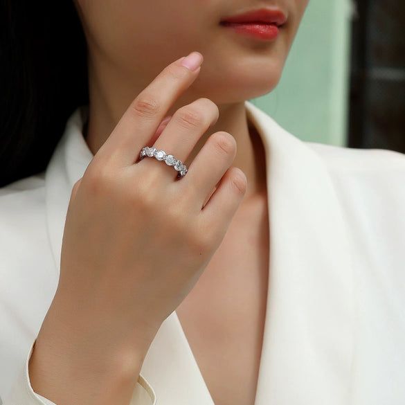 Wholesale Fashion Geometric Moissanite Inlaid 925 Silver Ring