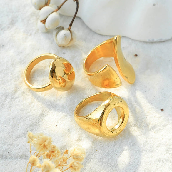 Wholesale Fashion Geometric Oshaped Casting Stainless Steel Ring For Women