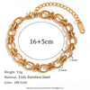 Wholesale Fashion Geometric Oval Flower Handmade Chain Bracelet Stainless Steel 18K Gold Plated For Women