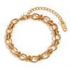 Wholesale Fashion Geometric Oval Flower Handmade Chain Bracelet Stainless Steel 18K Gold Plated For Women