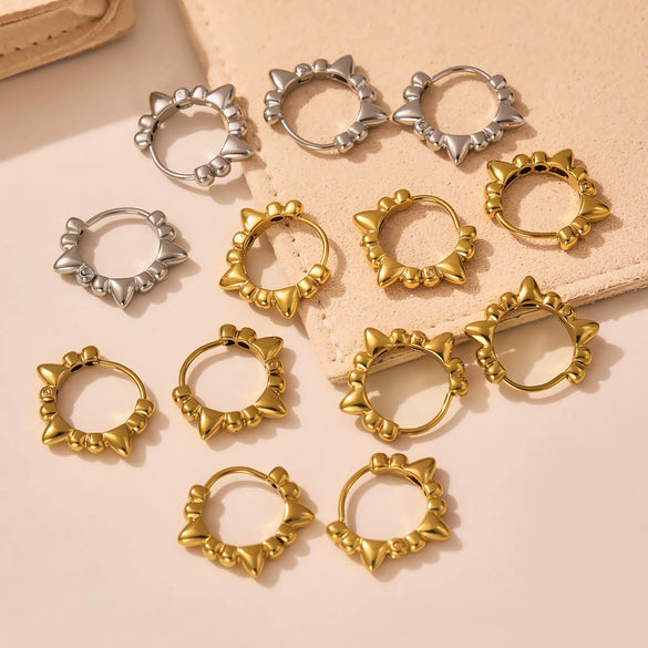 Wholesale Fashion Geometric Rivet Hoop Earrings 316L Stainless Steel Electroplated For Women