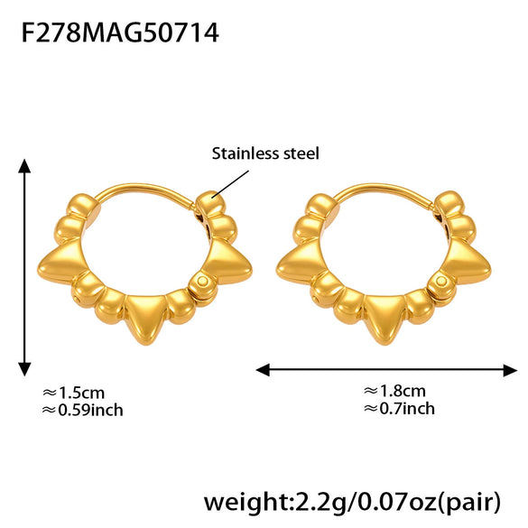 Wholesale Fashion Geometric Rivet Hoop Earrings 316L Stainless Steel Electroplated For Women