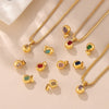 Wholesale Fashion Geometric Round Titanium Steel Pendant Necklace Inlaid With Zircon Plated 18K Real Gold For Women