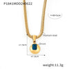 Wholesale Fashion Geometric Round Titanium Steel Pendant Necklace Inlaid With Zircon Plated 18K Real Gold For Women
