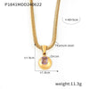 Wholesale Fashion Geometric Round Titanium Steel Pendant Necklace Inlaid With Zircon Plated 18K Real Gold For Women
