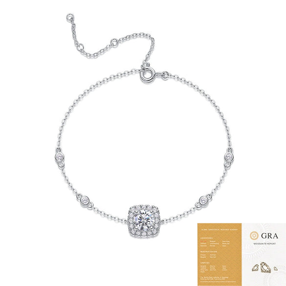 Wholesale Fashion Geometric S925 Silver Moissanite Inlay Fiveflower Bracelet For Women