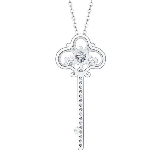 Wholesale Fashion Geometric S925 Silver Moissanite Key Pendant Necklace With Electroplating